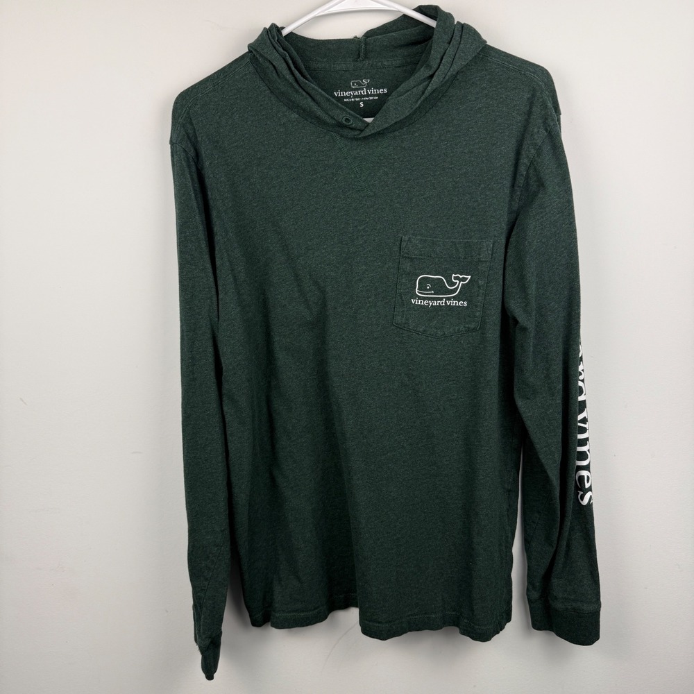 Vineyard Vines Hoodie Mens Small Green‎ Long Sleeve Graphic Tee Preppy Coastal